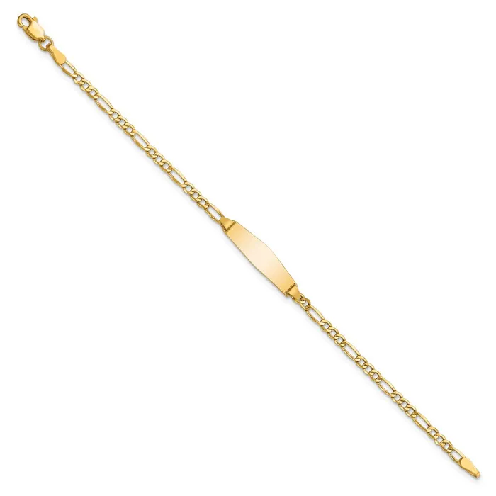 14k SemiSolid Soft Diamond Shape Figaro ID Bracelet MDS Bracelets