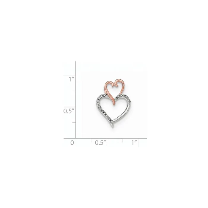 14k TwoTone Gold Polished Real Diamond Heart Chain Slide Pendant Goldia Necklaces