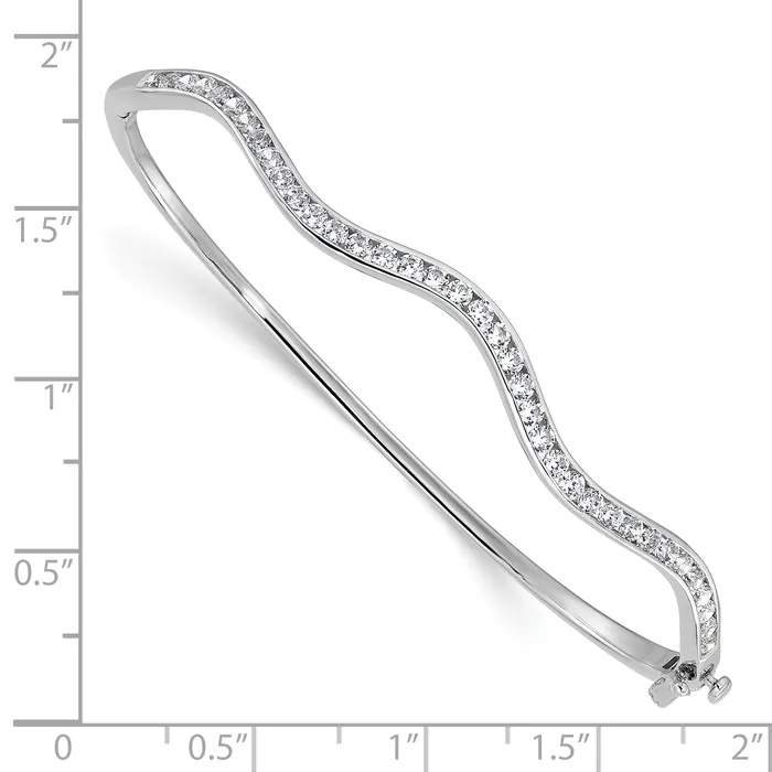 14k White Gold 1 14 Ct Lab Grown Diamond VSSI G Wavy Bangle Bracelet Goldia Bracelets