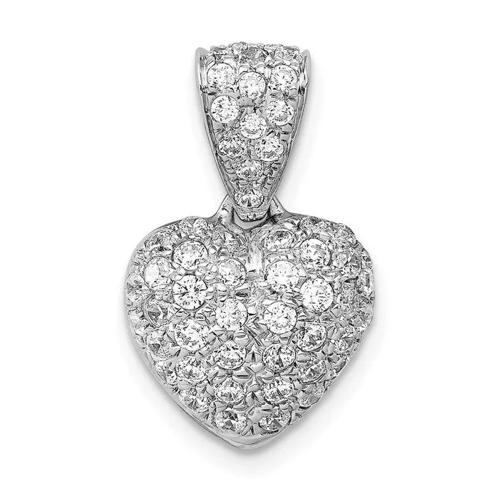 14k White Gold 34ct Real Diamond Heart Pendant Goldia Necklaces