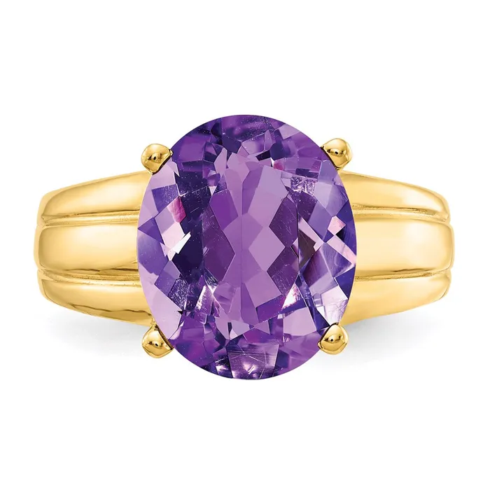 14K Yellow Gold 12x10mm Oval Amethyst ring Goldia Rings