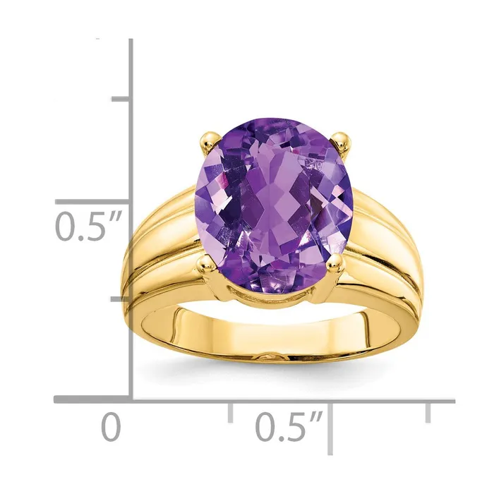 14K Yellow Gold 12x10mm Oval Amethyst ring Goldia Rings