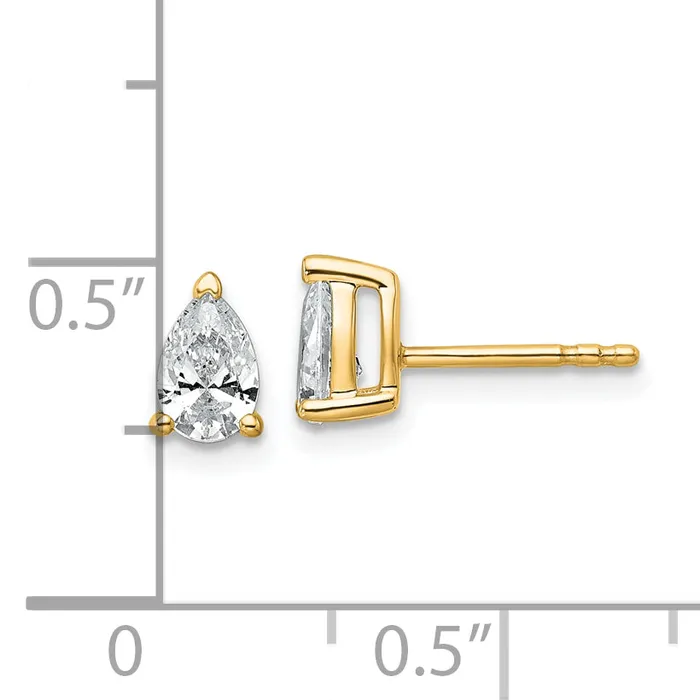 14k Yellow Gold 34 ctw Lab Grown Diamond VSSI G Pear 4 Prong Heavy Wt Stud Earrings Goldia Earrings