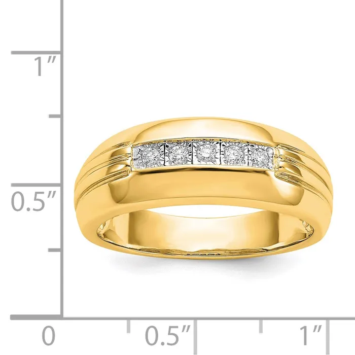 14K Yellow Gold Real Diamond 5stone Mens Ring Goldiacom Rings