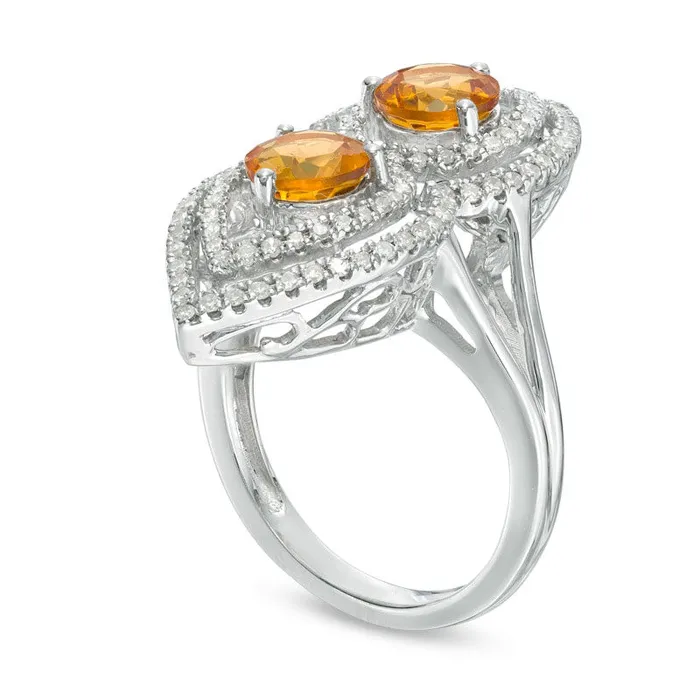 60mm Citrine and 050 CT TW Natural Diamond Pear Frame Ring in Sterling Silver Size 7 Goldia Rings 60mm Citrine and 050 CT TW Natural Diamond Pear Frame Ring in Sterling Silver Size 7 Goldia Rings