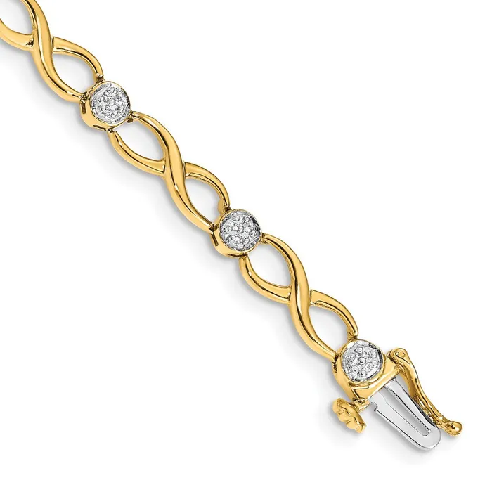 Bracelets goldiaca 14k Yellow Gold Natural Diamond Infinity Bracelet