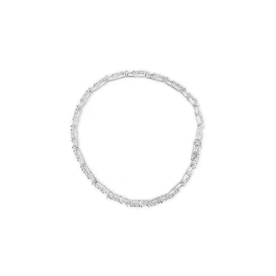 Bracelets JMS always Original Haus of Brilliance 10K White Gold 12 Cttw Round and Channel Set Baguette Diamond Alternating Link 7 Bracelet HI Color I2I3 Clarity