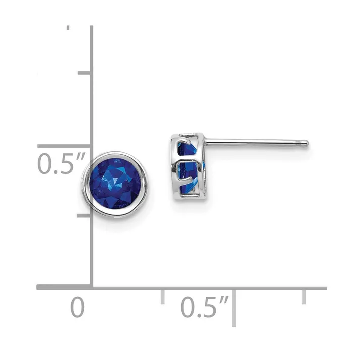 Earrings Goldia 14k White Gold 5mm Bezel Sapphire Stud Earrings