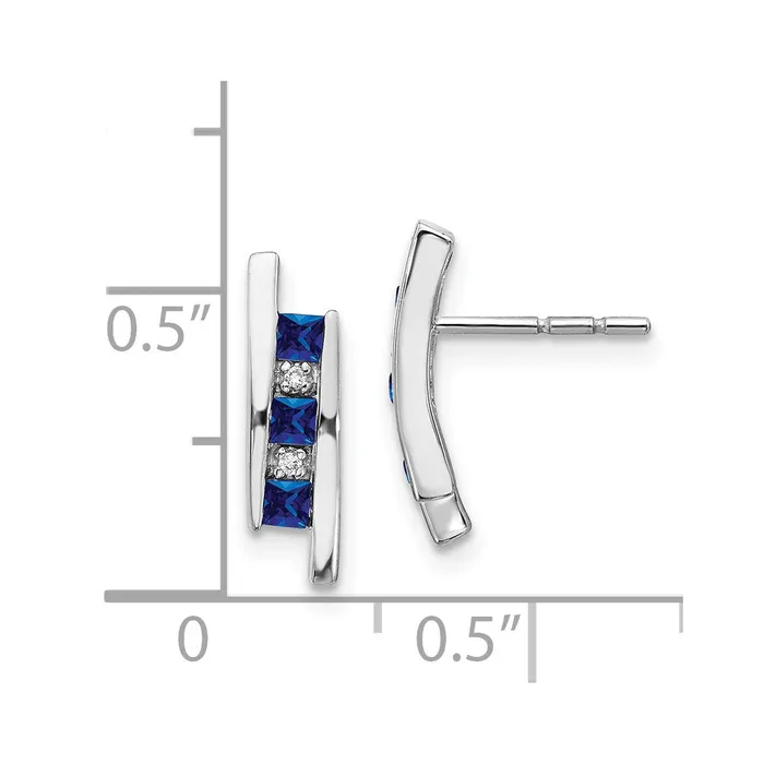 Earrings Solid 14k White Gold Simulated CZ and Sapphire Earrings Goldia