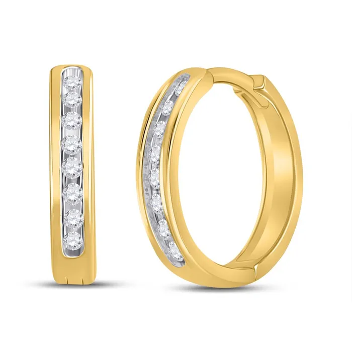 gndatlanta Earrings 10k Yellow Gold Round Diamond Hoop Earrings 14 Cttw