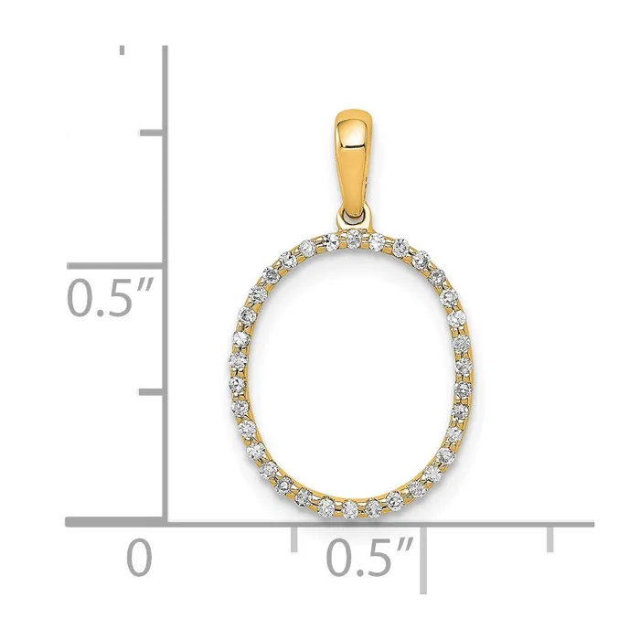 Goldia 14K Yellow Gold Real Diamond Letter O Initial Pendant Necklaces