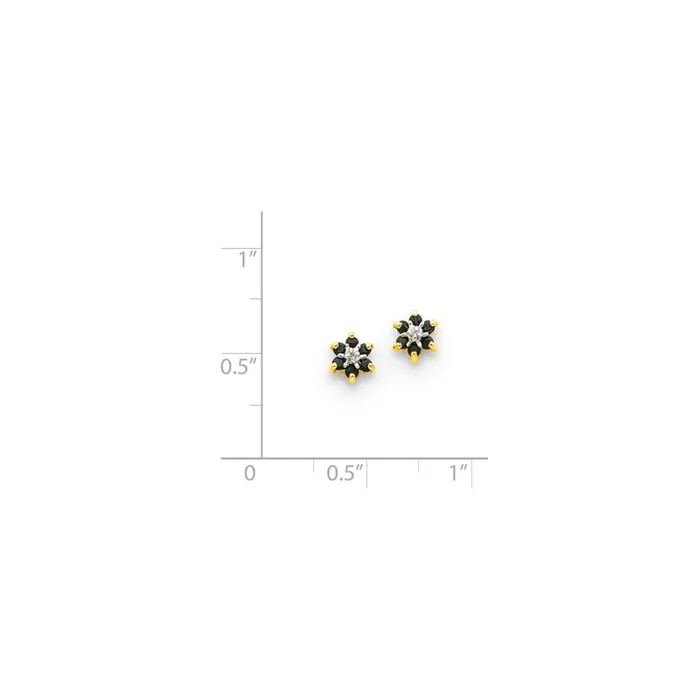 Goldia 14k Yellow Gold u0026 Rhodium Round Sapphire u0026 Real Diamond Post Earrings Earrings