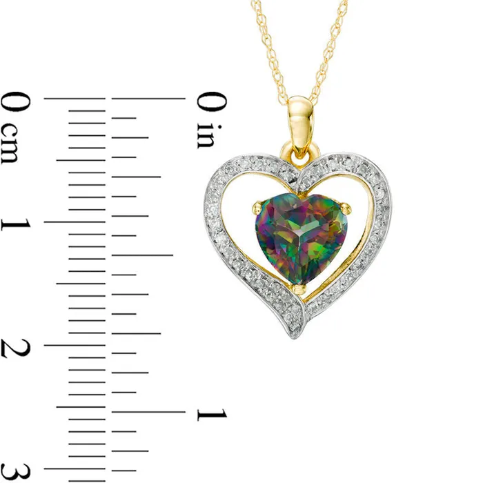 Goldia 80mm Mystic Fire Topaz and 017 CT TW Natural Diamond Heart Pendant in 10K Yellow Gold Necklaces Goldia 80mm Mystic Fire Topaz and 017 CT TW Natural Diamond Heart Pendant in 10K Yellow Gold Necklaces