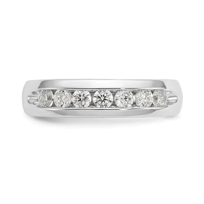 goldiaca Rings 14K White Gold 7Stone Real Diamond Channel Band