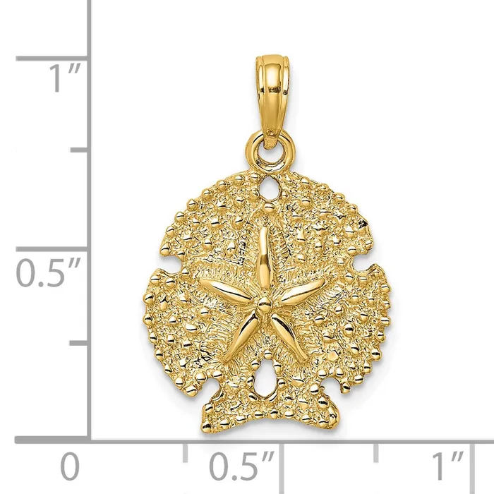 Goldia Charm Necklaces 14k Yellow Gold Textured Sand Dollar Charm