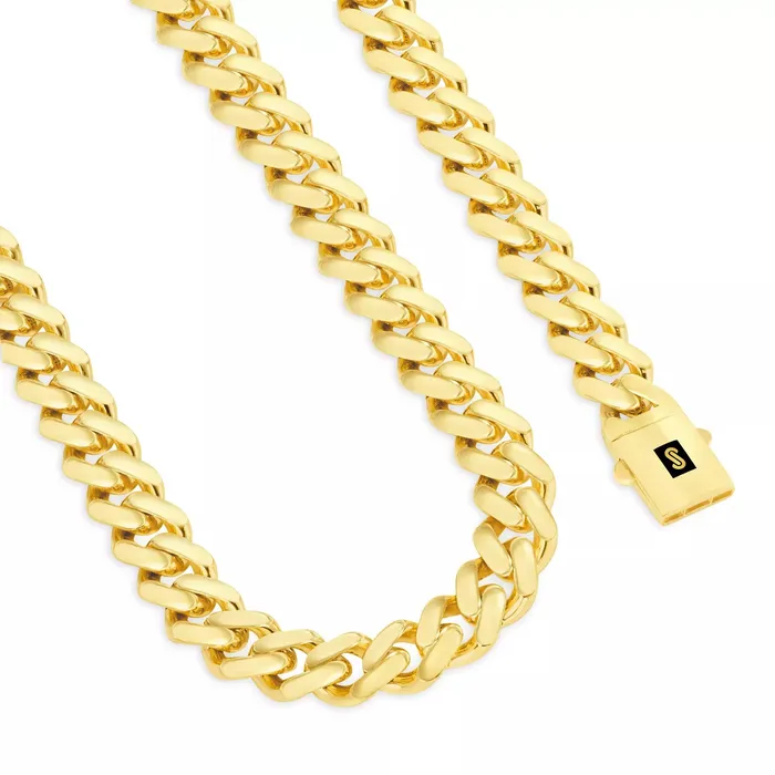 Goldiacom Necklaces 10k Yellow Gold Royal Monaco Miami Cuban Link Curb 20mm Mens Chain Necklace 28