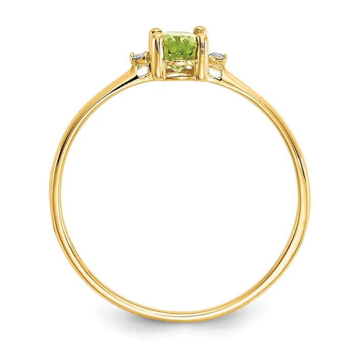 Goldiacom Rings 10K Yellow Gold Polished Geniune Real Diamond Peridot Birthstone Ring