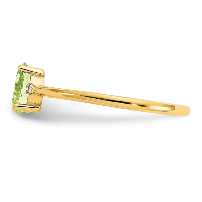 Goldiacom Rings 10K Yellow Gold Polished Geniune Real Diamond Peridot Birthstone Ring
