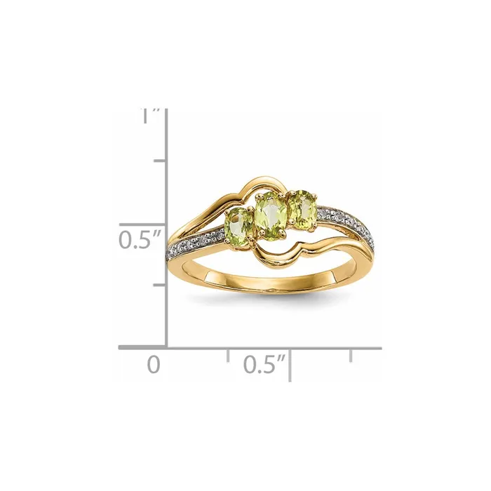Goldiacom Rings 14K Gold w Peridot Real Diamond Polished Ring