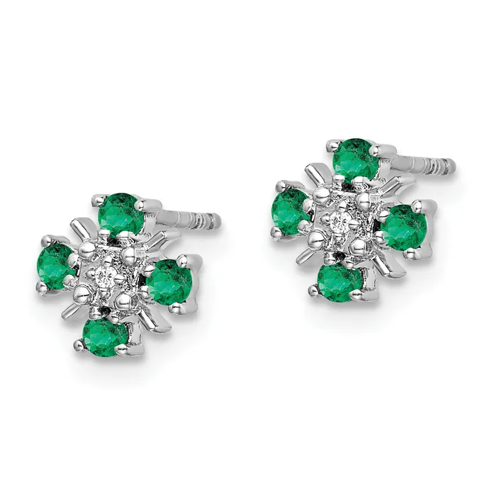 Goldia Earrings 14k White Gold 01 Ct Lab Grown Diamond VSSI G and Created Emerald Fashion Post Earrings