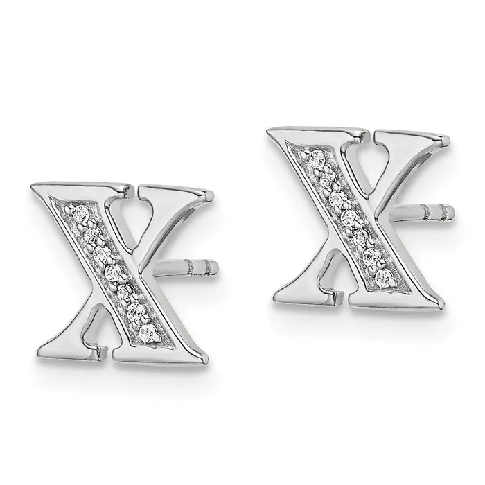 Goldia Earrings 14k White Gold Real Diamond Initial X Earrings
