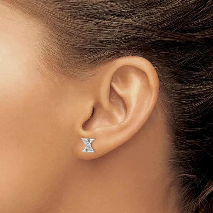 Goldia Earrings 14k White Gold Real Diamond Initial X Earrings