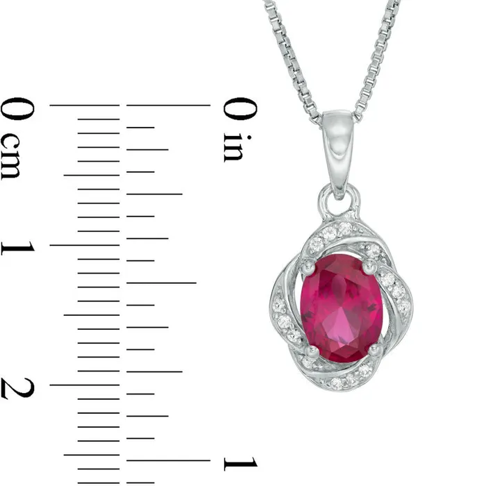 Goldia Earrings Oval LabCreated Ruby and White Sapphire Swirl Frame Drop Pendant in Sterling Silver Goldia Earrings Oval LabCreated Ruby and White Sapphire Swirl Frame Drop Pendant in Sterling Silver