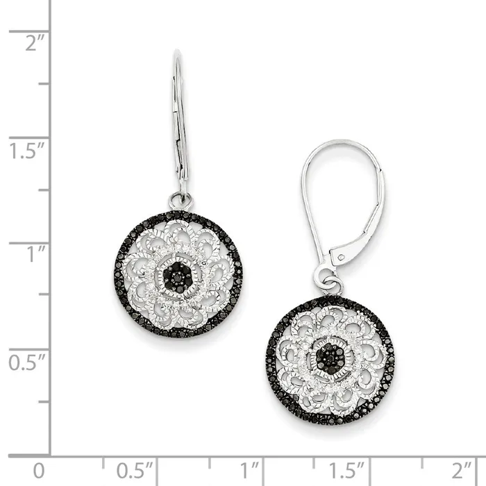 Goldia Earrings Sterling Silver Black u0026 White Diamond Round Earrings