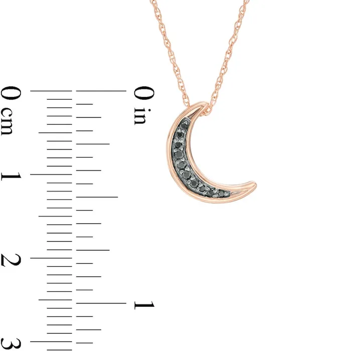 Goldia Necklaces 005 CT TW Enhanced Black Natural Diamond Crescent Moon Pendant in 10K Rose Gold
