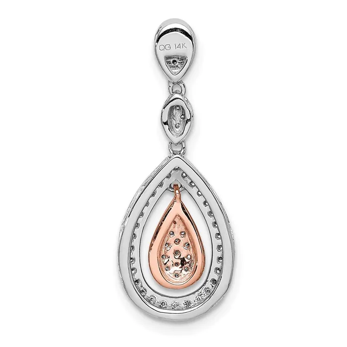 Goldia Necklaces 14k Rose and White Gold 14ct Real Diamond Double Teardrop Chain Slide