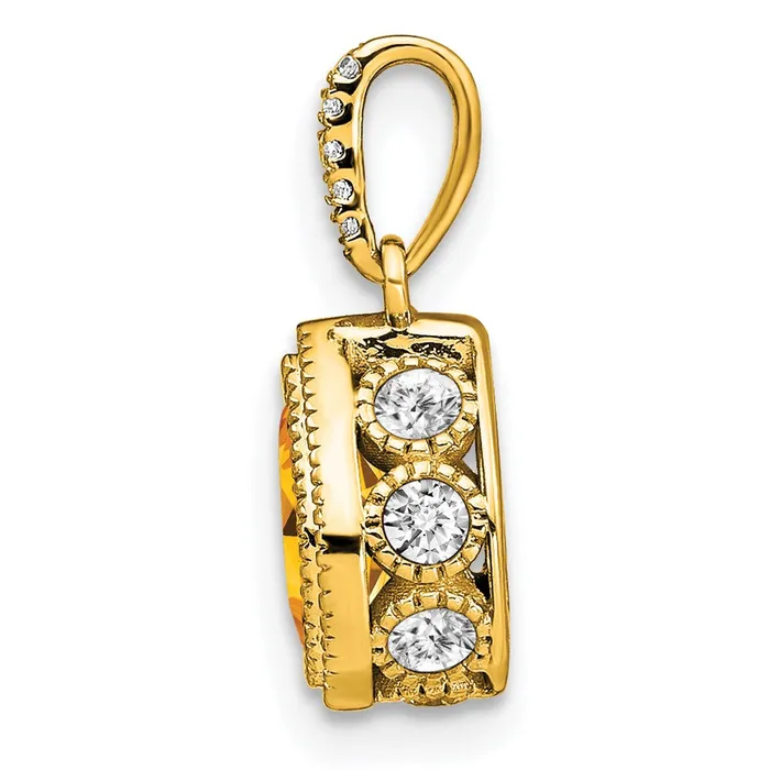 Goldia Necklaces 14K Yellow Gold Pear Citrine and Real Diamond Pendant