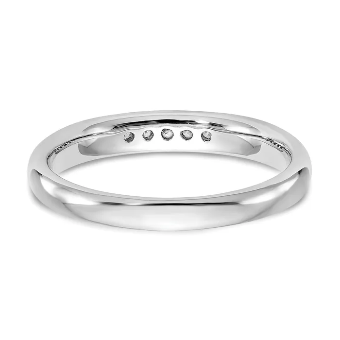 Goldia Rings 009ct CZ Solid Real 14K White Gold 5Stone Channel Wedding Band Ring
