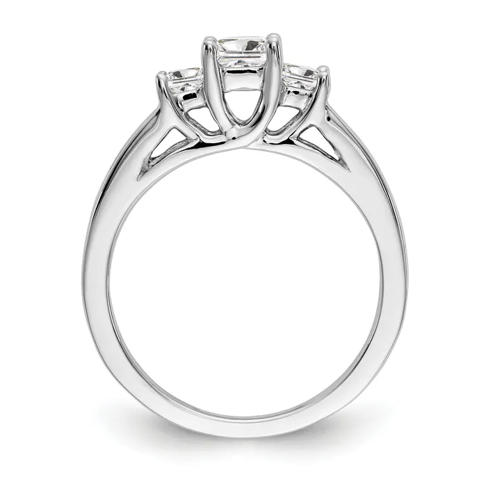 Goldia Rings 033ct CZ Solid Real 14K White Gold 3Stone Engagement Ring