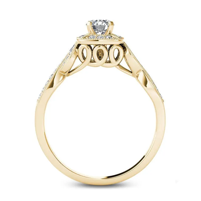 Goldia Rings 050 CT TW Natural Diamond Square Frame Antique VintageStyle Engagement Ring in Solid 14K Gold Goldia Rings 050 CT TW Natural Diamond Square Frame Antique VintageStyle Engagement Ring in Solid 14K Gold