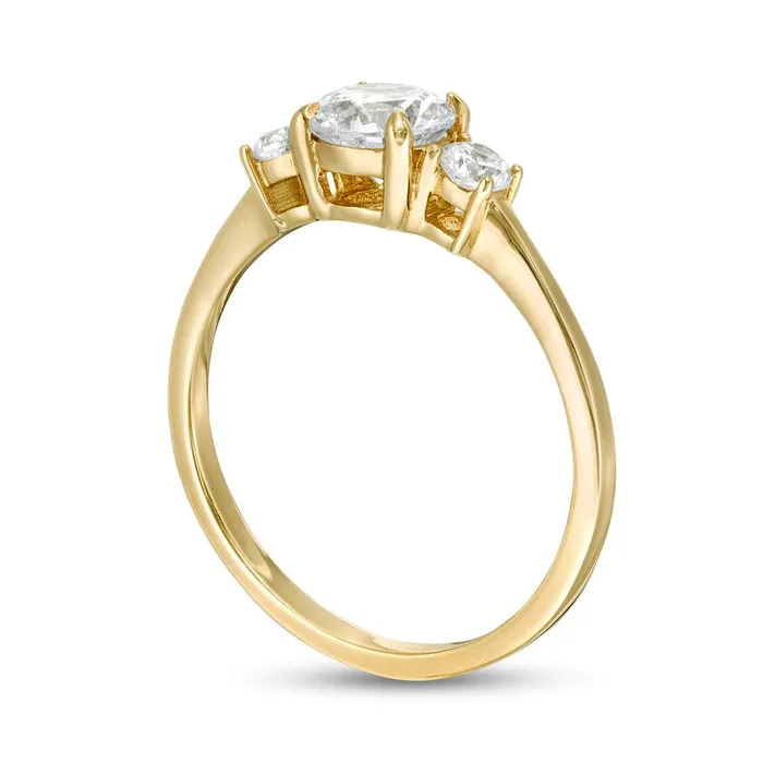 Goldia Rings 10 CT TW Natural Diamond Three Stone Engagement Ring in Solid 14K Gold