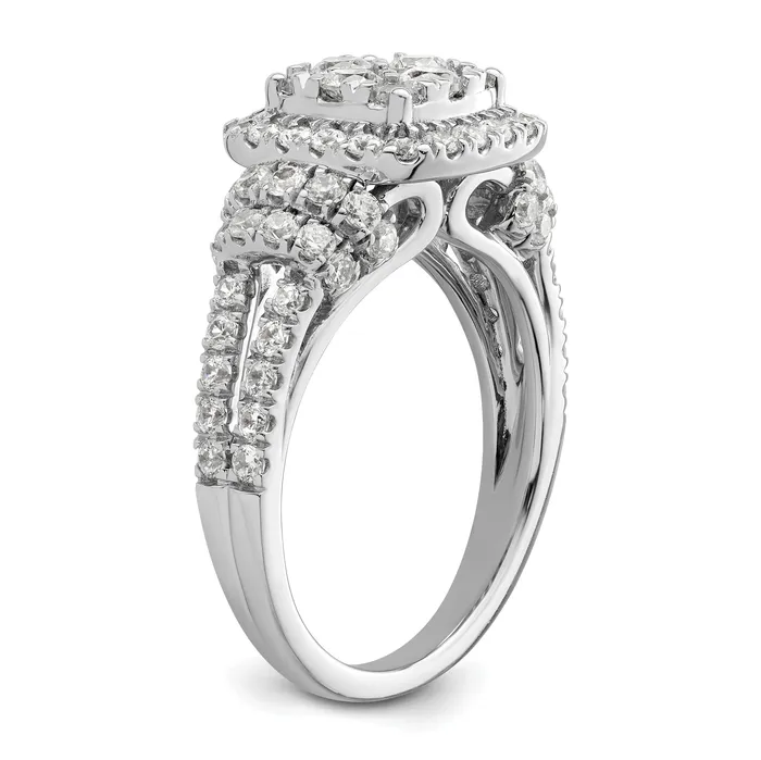 Goldia Rings 14k White Gold 1 12 Ct Lab Grown Diamond VSSI G Cluster Engagement Ring