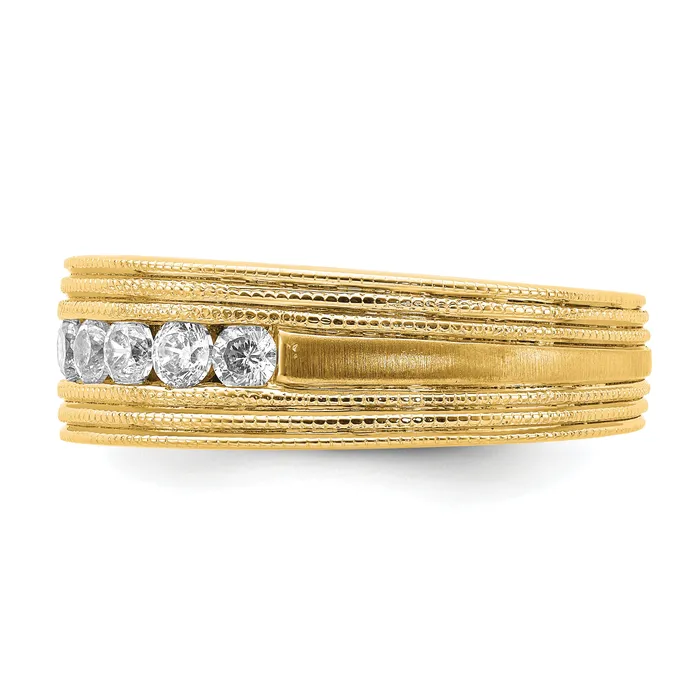 Goldia Rings 14k Yellow Gold 58 Ct Lab Grown Diamond VSSI G Seven Stone Mens Ring