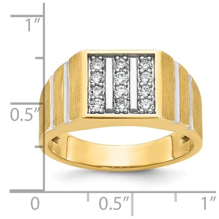 Goldia Rings 14k Yellow u0026 Rhodium Gold with White Rhodium Mens Satin 13 carat Diamond Complete Ring