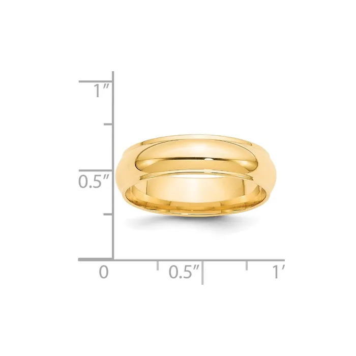 Goldia Solid 14K Yellow Gold 6mm Half Round with Edge MensWomens Wedding Band Ring Size 135 Rings