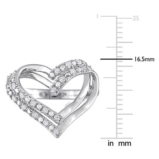 JMS always Rings Original Amour Sterling Silver 15 CT TDW Diamond Open Heart Ring JMS always Rings Original Amour Sterling Silver 15 CT TDW Diamond Open Heart Ring