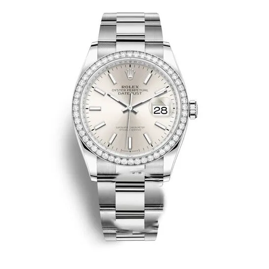 JMS always Watches Original Rolex Datejust 36 Automatic Silver Dial Unisex Oyster Watch 126284SSO