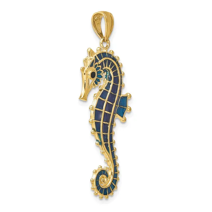 Necklaces Goldia 14k Yellow Gold 3D Enameled Seahorse Pendant