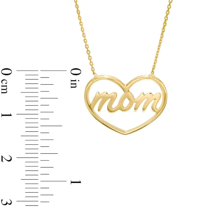 Necklaces Goldia Cursive mom Heart Outline Necklace in 14K Gold Necklaces Goldia Cursive mom Heart Outline Necklace in 14K Gold