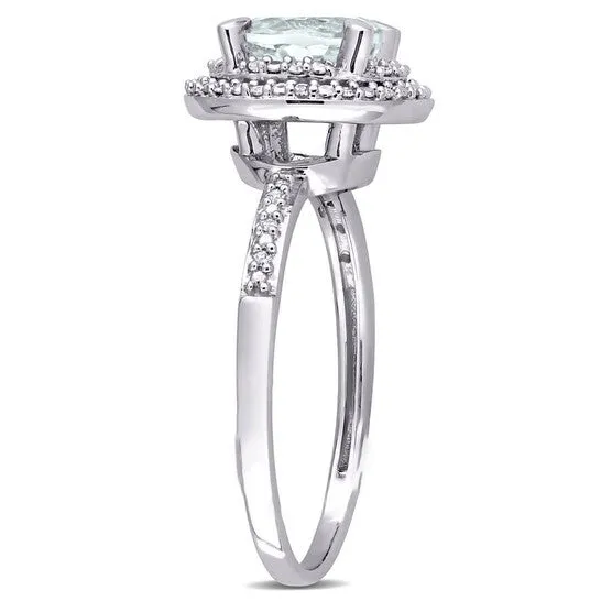 Original Amour 10K White Gold 110 CT TDW and 1 17 CT TGW Aquamarine Halo Ring JMS always Rings Original Amour 10K White Gold 110 CT TDW and 1 17 CT TGW Aquamarine Halo Ring JMS always Rings