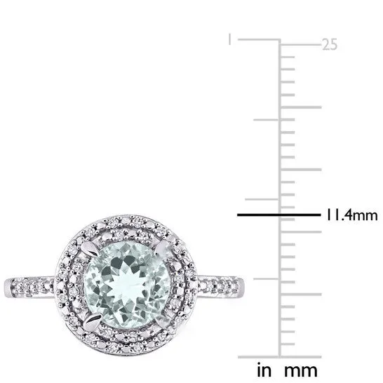 Original Amour 10K White Gold 110 CT TDW and 1 17 CT TGW Aquamarine Halo Ring JMS always Rings Original Amour 10K White Gold 110 CT TDW and 1 17 CT TGW Aquamarine Halo Ring JMS always Rings
