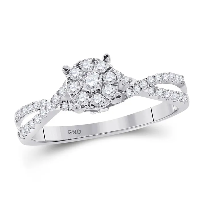 Rings gndatlanta 14k White Gold Round Diamond Cluster Bridal Engagement Ring 13 Cttw