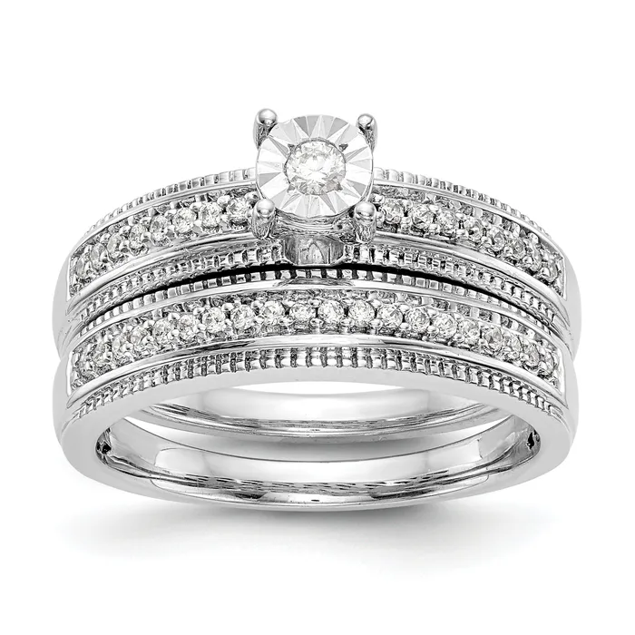 Rings Goldiacom 14K White Gold Complete Diamond Trio Engagement Ring