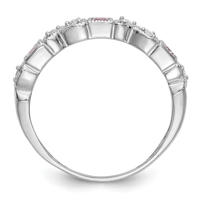Rings Goldia Solid 14k White Gold Simulated CZ wPinK Sapphire Band