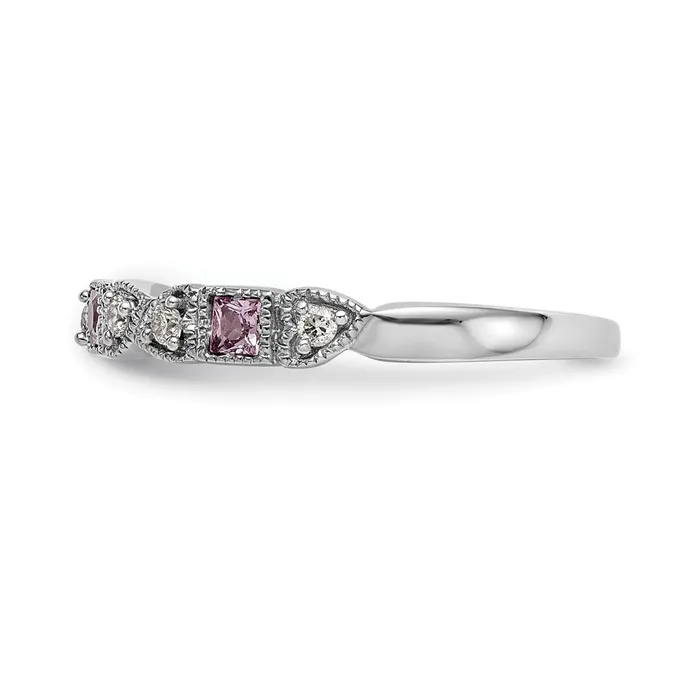 Rings Goldia Solid 14k White Gold Simulated CZ wPinK Sapphire Band