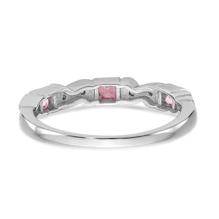 Rings Goldia Solid 14k White Gold Simulated CZ wPinK Sapphire Band